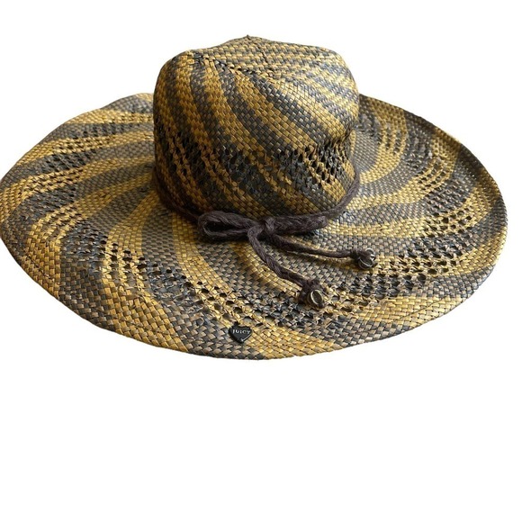 Vintage Juicy Couture Women\'s Striped Beach Floppy Packable Summer Hat Gray/Tan main image 5